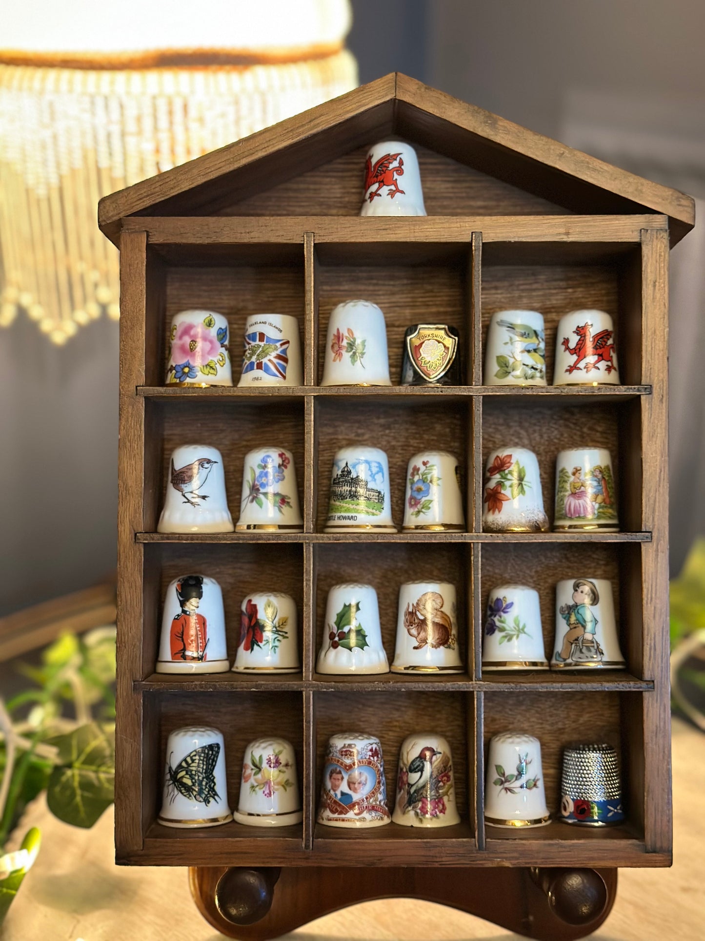 Thimble Case with collection of decorative Thimbles
