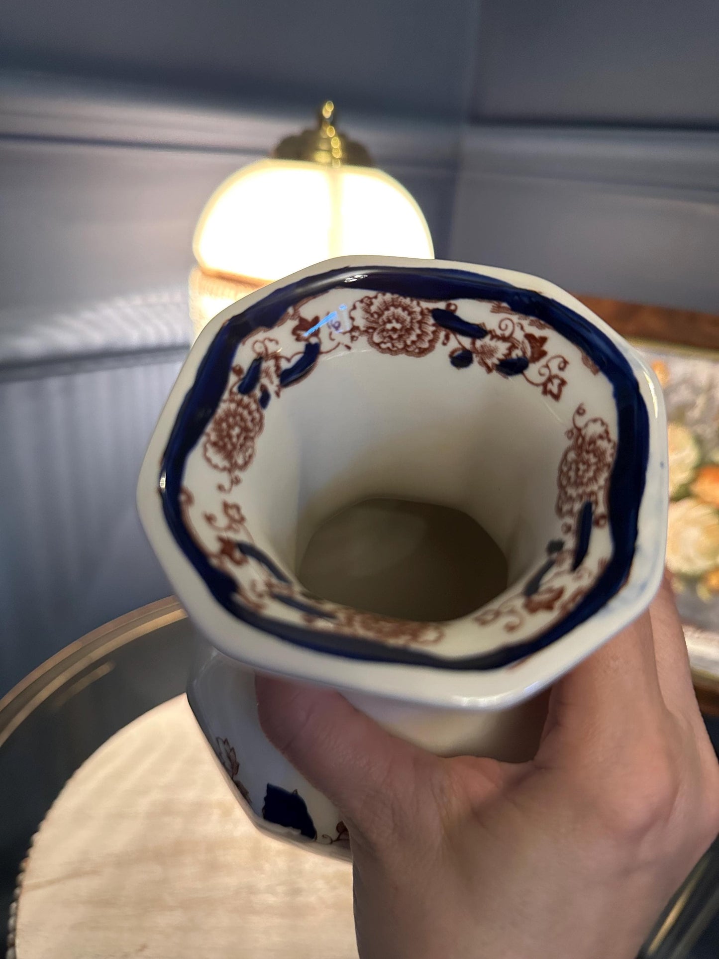 Vintage Mason’s Mandalay Ironstone Vase – 10” Hand Painted Floral English Pottery