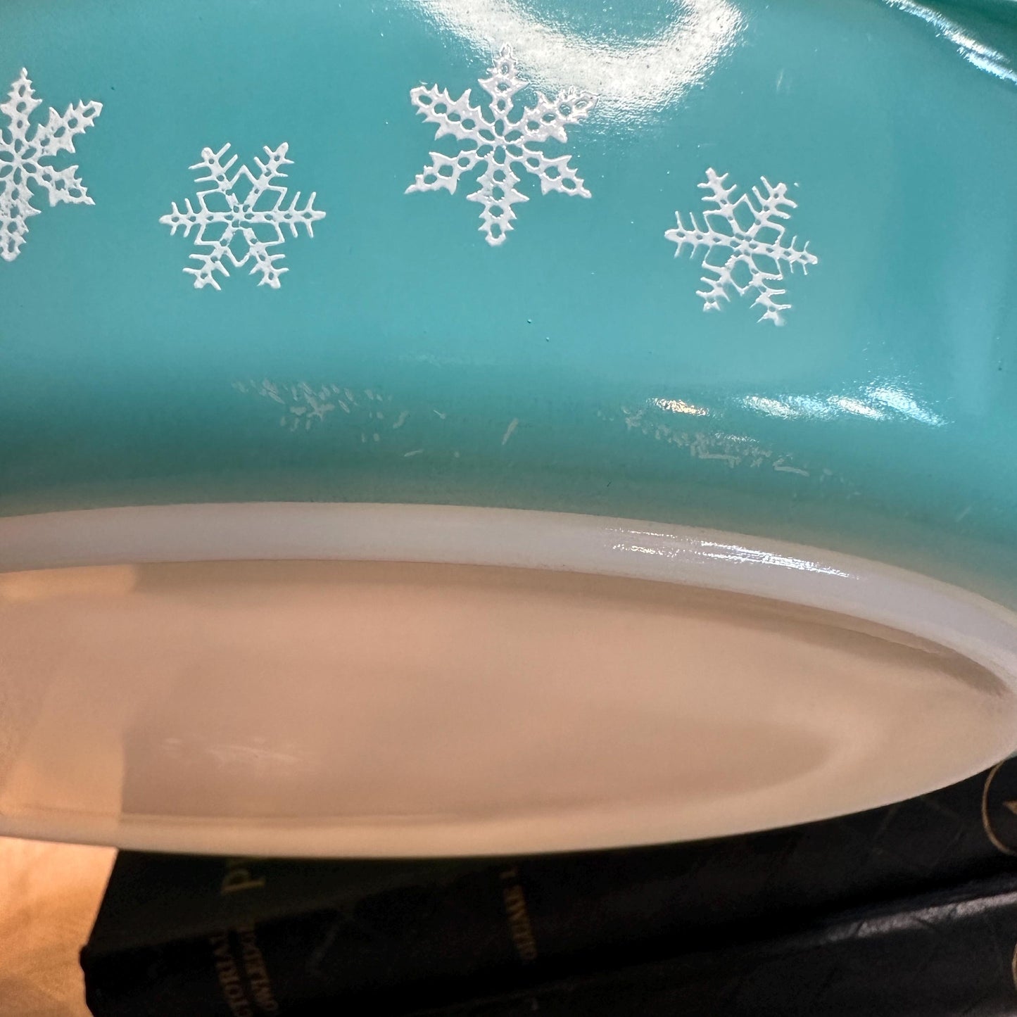 Vintage JAJ Pyrex Snowflake Turquoise Casserole Dish – 1950s British Pyrex – Rare Oval Ovenware