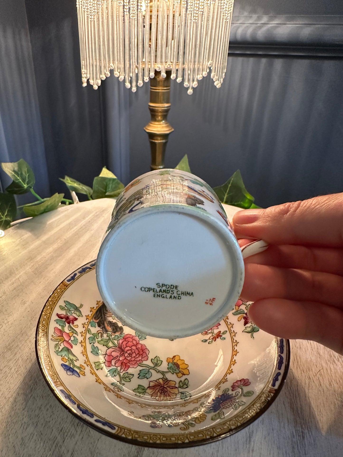 Vintage Spode Copelands China Teacup & Saucer – Bird & Floral Design – England