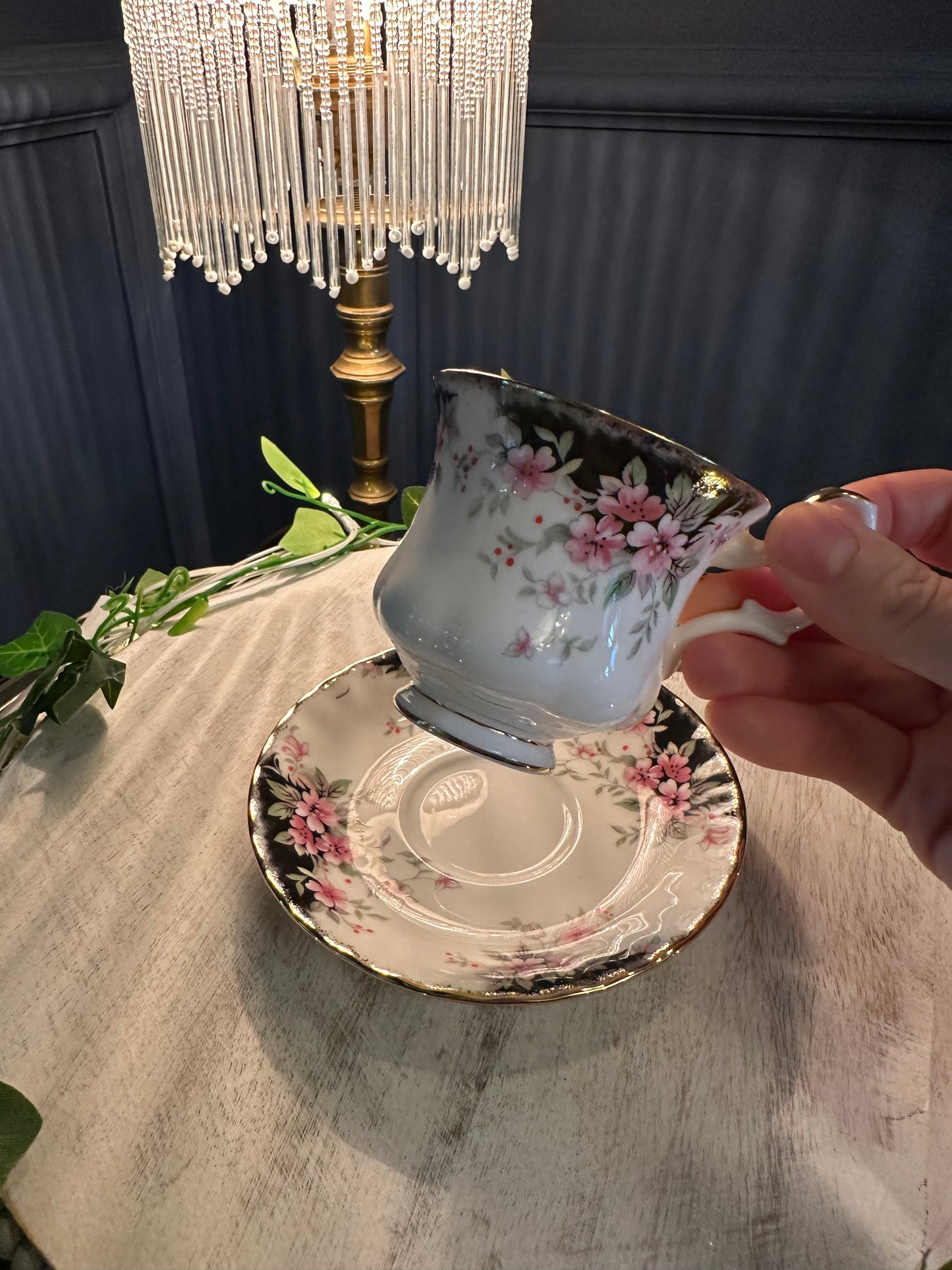 Royal Albert Bone China Teacup & Saucer – Royal Choice Series – Pink Floral Gold Trim – England