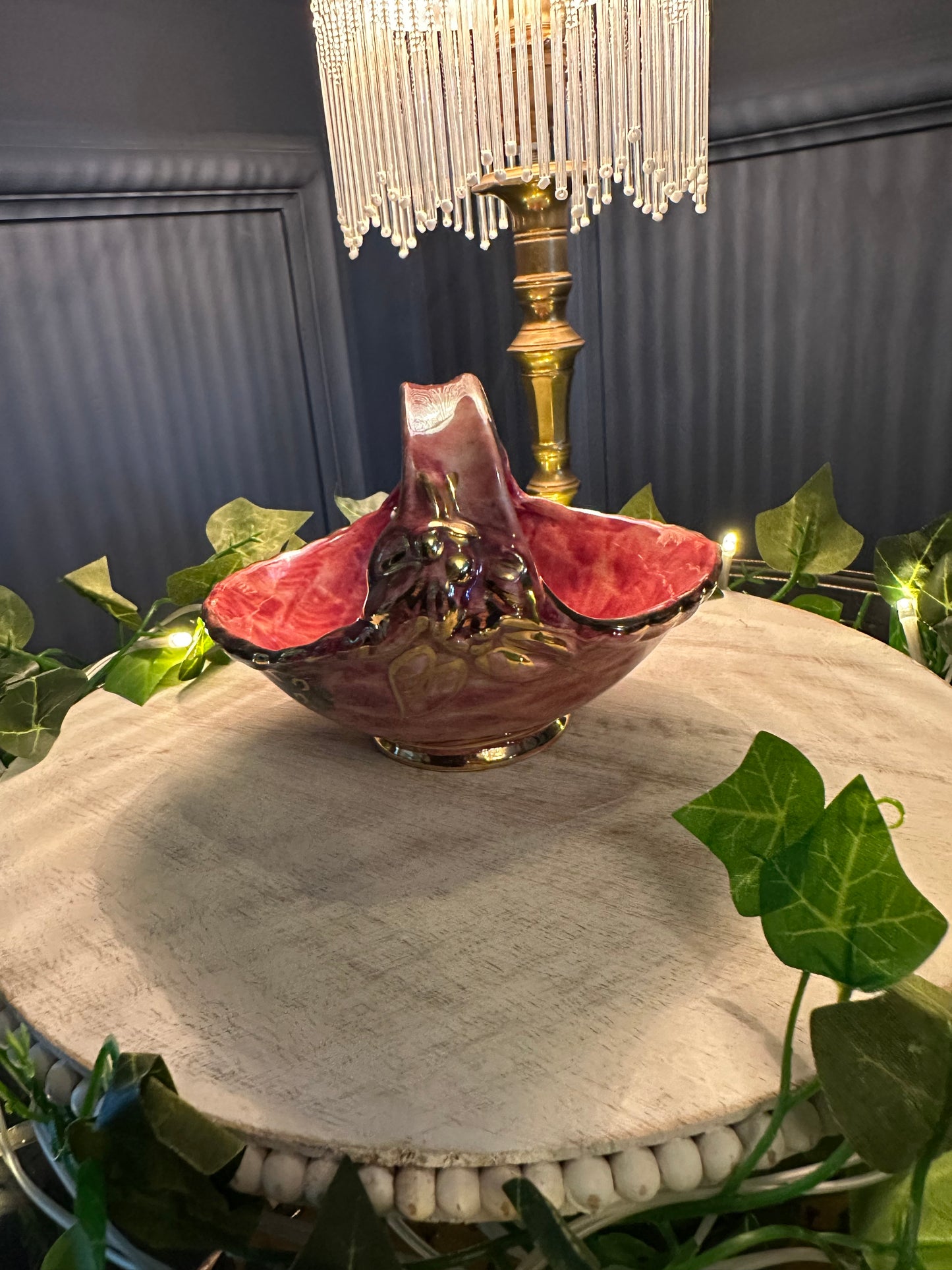 Vintage Arthur Wood Royal Bradwell Pink Art Deco Basket – 1940s English Pottery – Glazed Ceramic Centerpiece – Collectible Home Decor