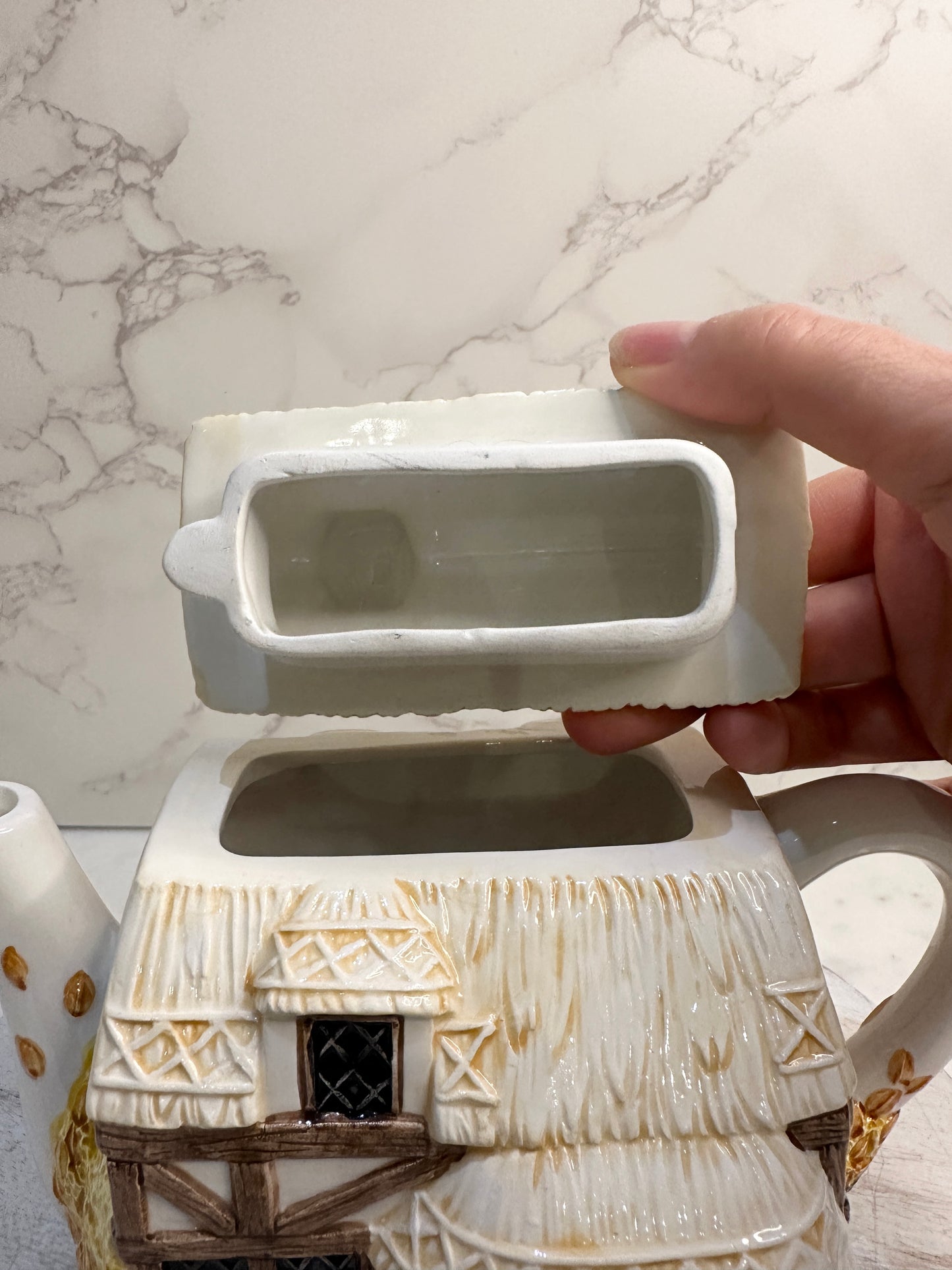 The Village “Autumn Cottage” Teapot by Annie Rowe – Handpainted Ceramic Collectible