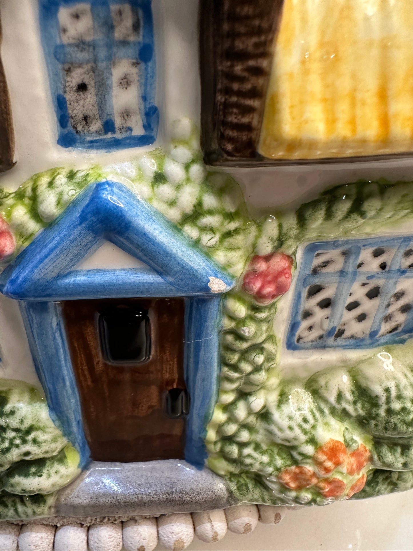 The Village “Summer Cottage” Teapot by Annie Rowe – Hand-Painted Ceramic Collectible