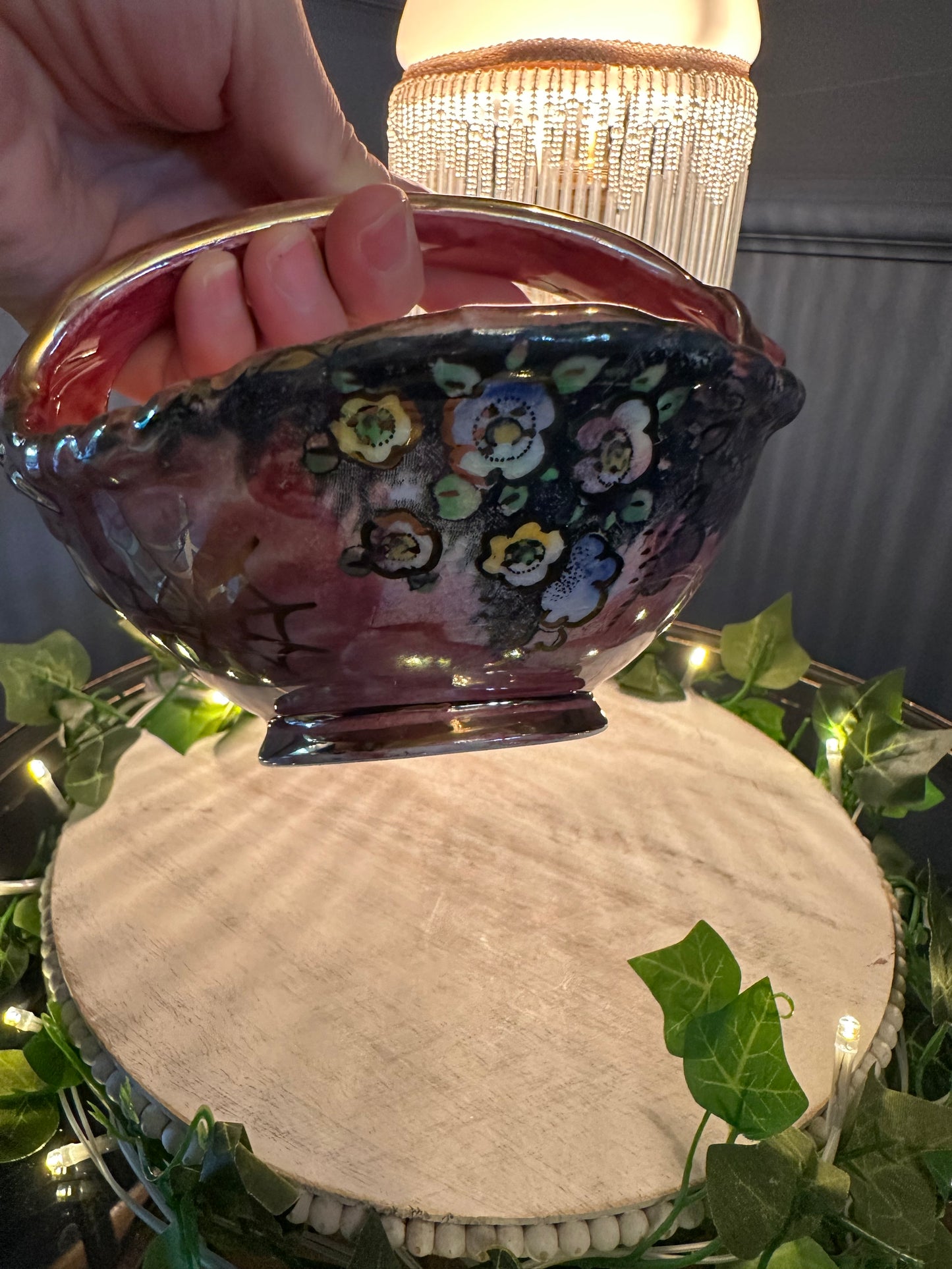 Vintage Arthur Wood Royal Bradwell Pink Art Deco Basket – 1940s English Pottery – Glazed Ceramic Centerpiece – Collectible Home Decor