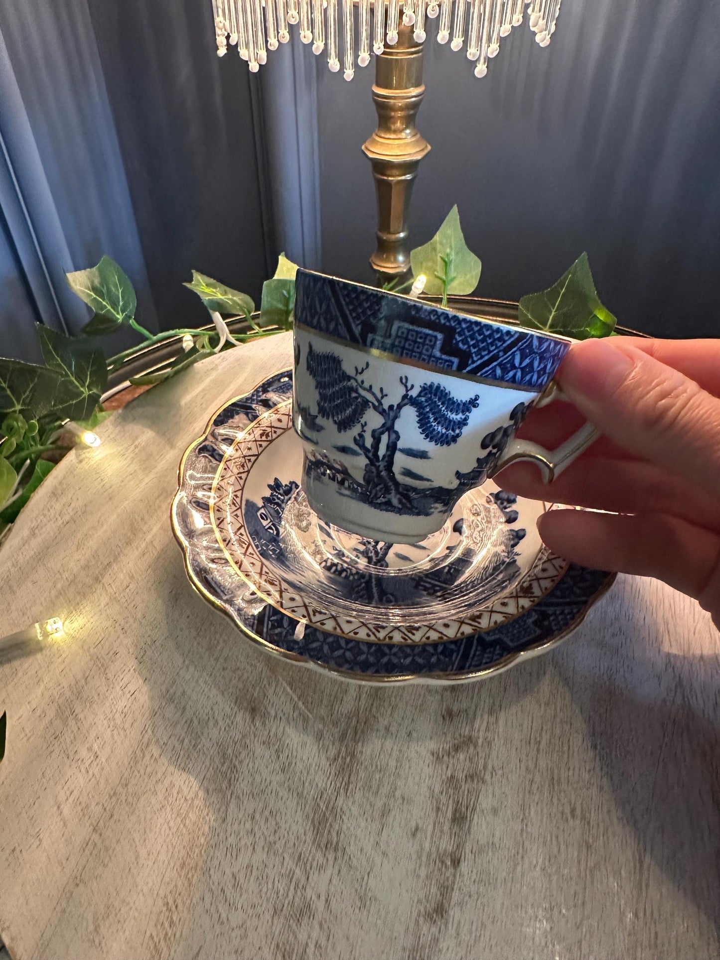 Vintage Booths “Real Old Willow” Tea Cup & Saucer – Blue Willow Transferware, Made in England, Blue White China, Collectible Teacup Set