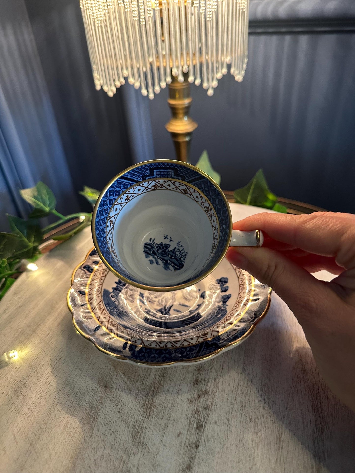 Vintage Booths “Real Old Willow” Tea Cup & Saucer – Blue Willow Transferware, Made in England, Blue White China, Collectible Teacup Set