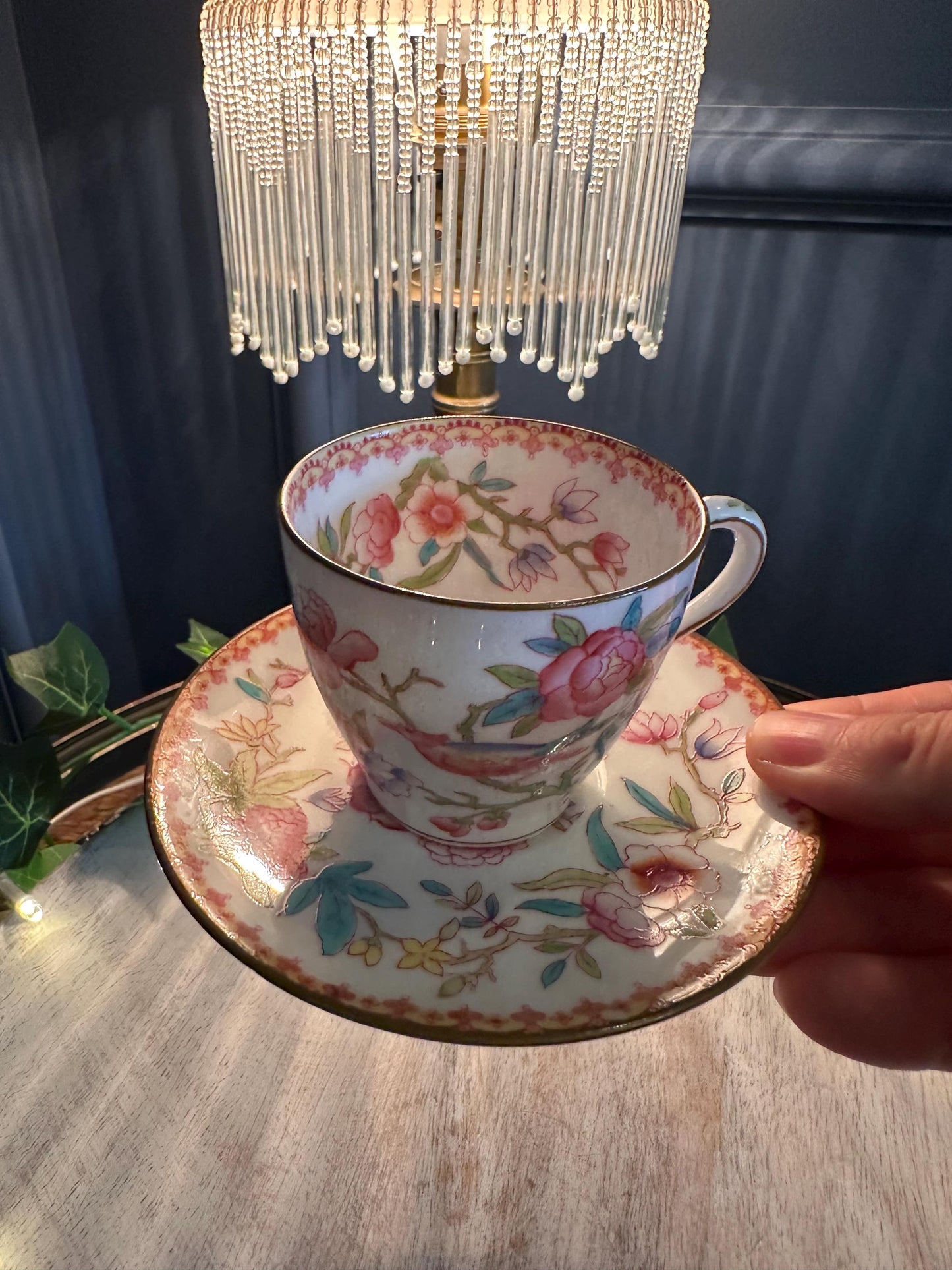 Antique Royal Doulton Teacup & Saucer: Hand-Painted Floral Bone China, Pattern E2929
