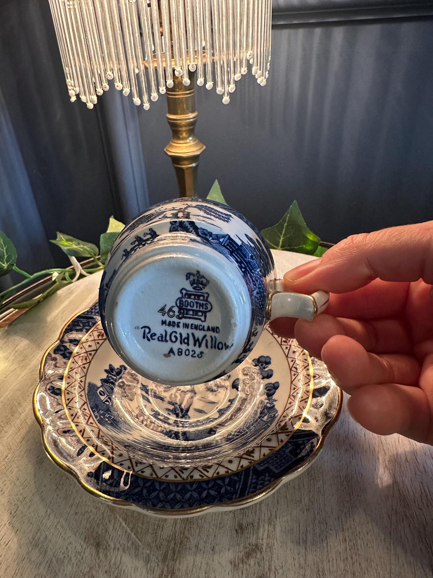 Vintage Booths “Real Old Willow” Tea Cup & Saucer – Blue Willow Transferware, Made in England, Blue White China, Collectible Teacup Set