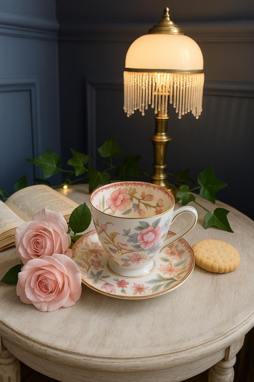 Antique Royal Doulton Teacup & Saucer: Hand-Painted Floral Bone China, Pattern E2929