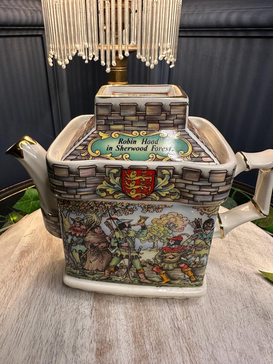 Sadler Staffordshire Teapot Set Robin Hood | Vintage English Novelty Teapots | Sherwood Forest Castle Teapot | Collectible Ceramic Teapot