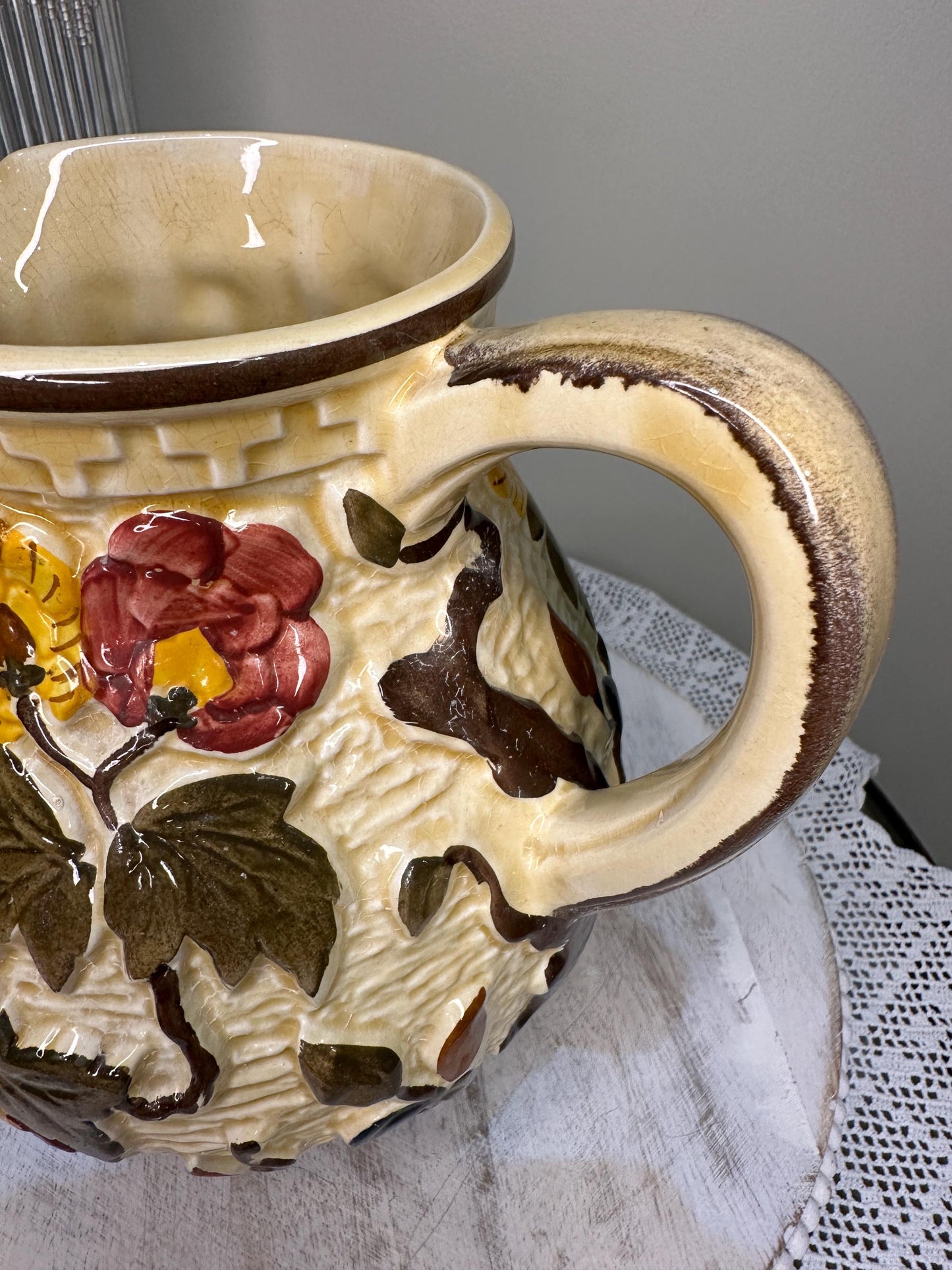 Vintage H.J. Wood Ltd “Indian Tree” Handpainted Ceramic Jug – England