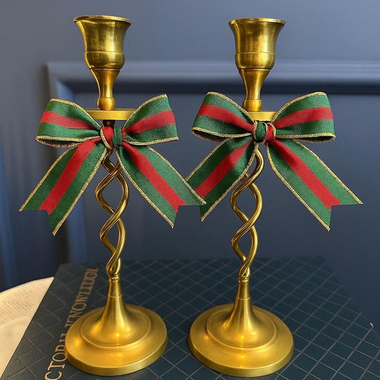 Mid Century Brass Candlesticks Pair – Twisted Stem Candle Holders – Vintage Brass Decor – 20cm Spiral Candles – Table Mantel Styling