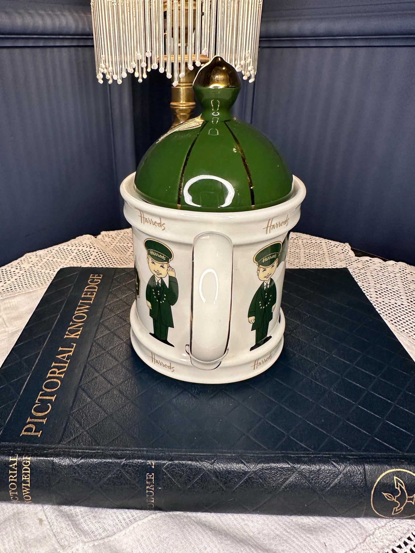 Vintage Harrods Teapot by James Sadler England – Green & Gold Ceramic Teapot with Lid – Harrods Knightsbridge Collectible – British Tea Set
