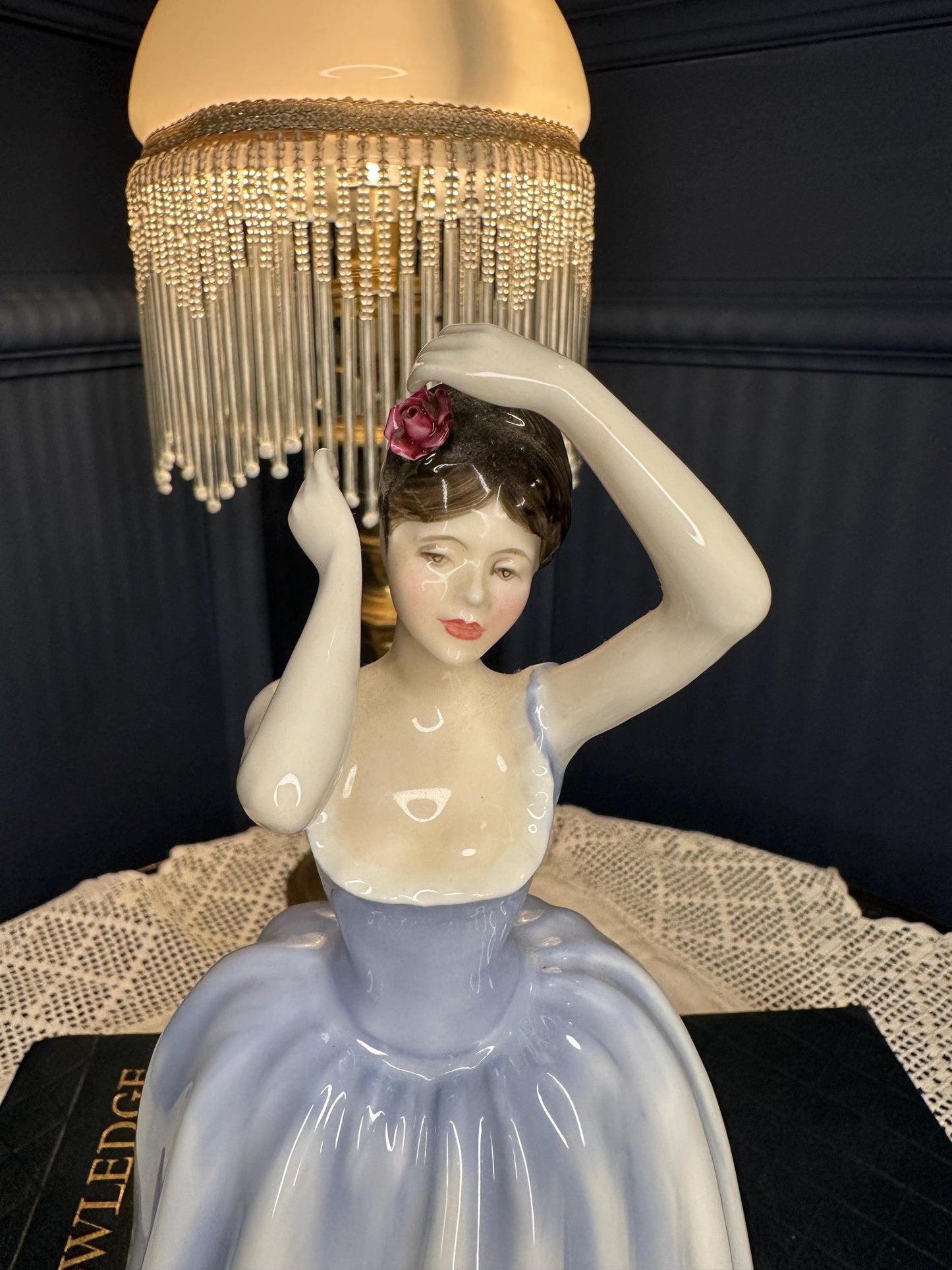Royal Doulton Sheila HN2742 Figurine Vintage 1983 Bone China Lady Blue Dress Elegant English Porcelain Collectible Gift
