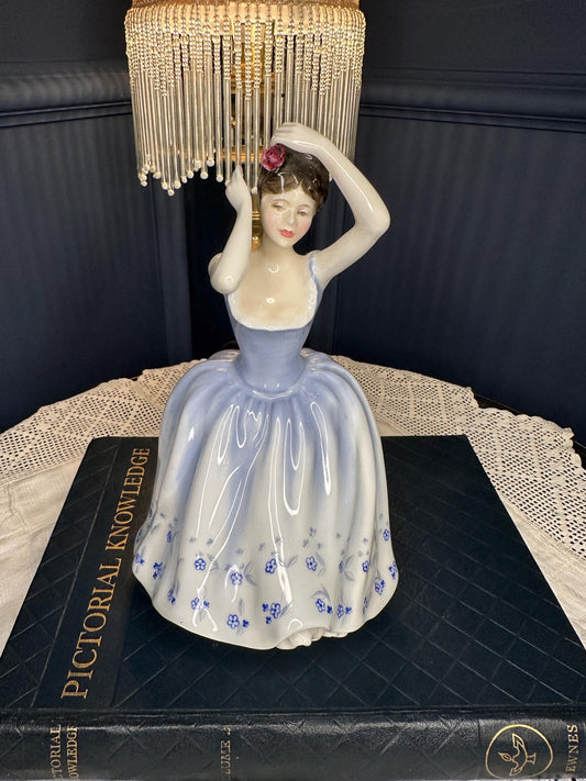 Royal Doulton Sheila HN2742 Figurine Vintage 1983 Bone China Lady Blue Dress Elegant English Porcelain Collectible Gift