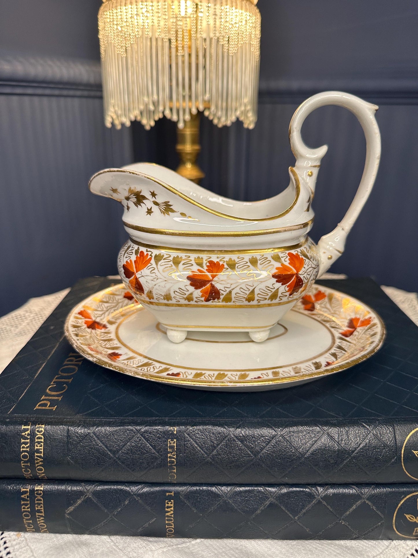 Antique Royal Crown Derby Gravy Boat & Stand c.1806–1825 | Georgian Imari Porcelain Sauce Boat | 200+ Year Old