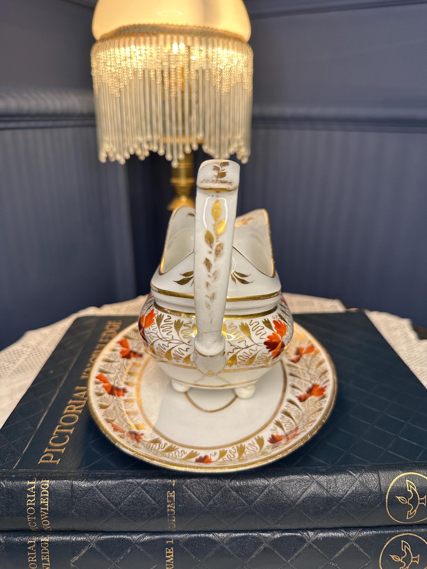 Antique Royal Crown Derby Gravy Boat & Stand c.1806–1825 | Georgian Imari Porcelain Sauce Boat | 200+ Year Old