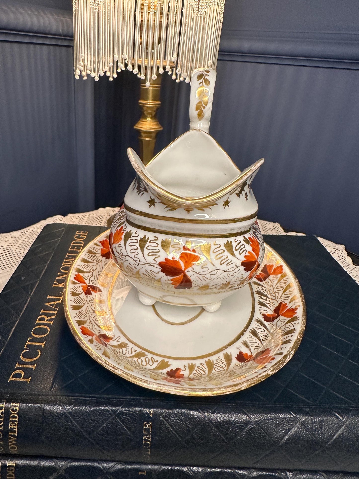 Antique Royal Crown Derby Gravy Boat & Stand c.1806–1825 | Georgian Imari Porcelain Sauce Boat | 200+ Year Old