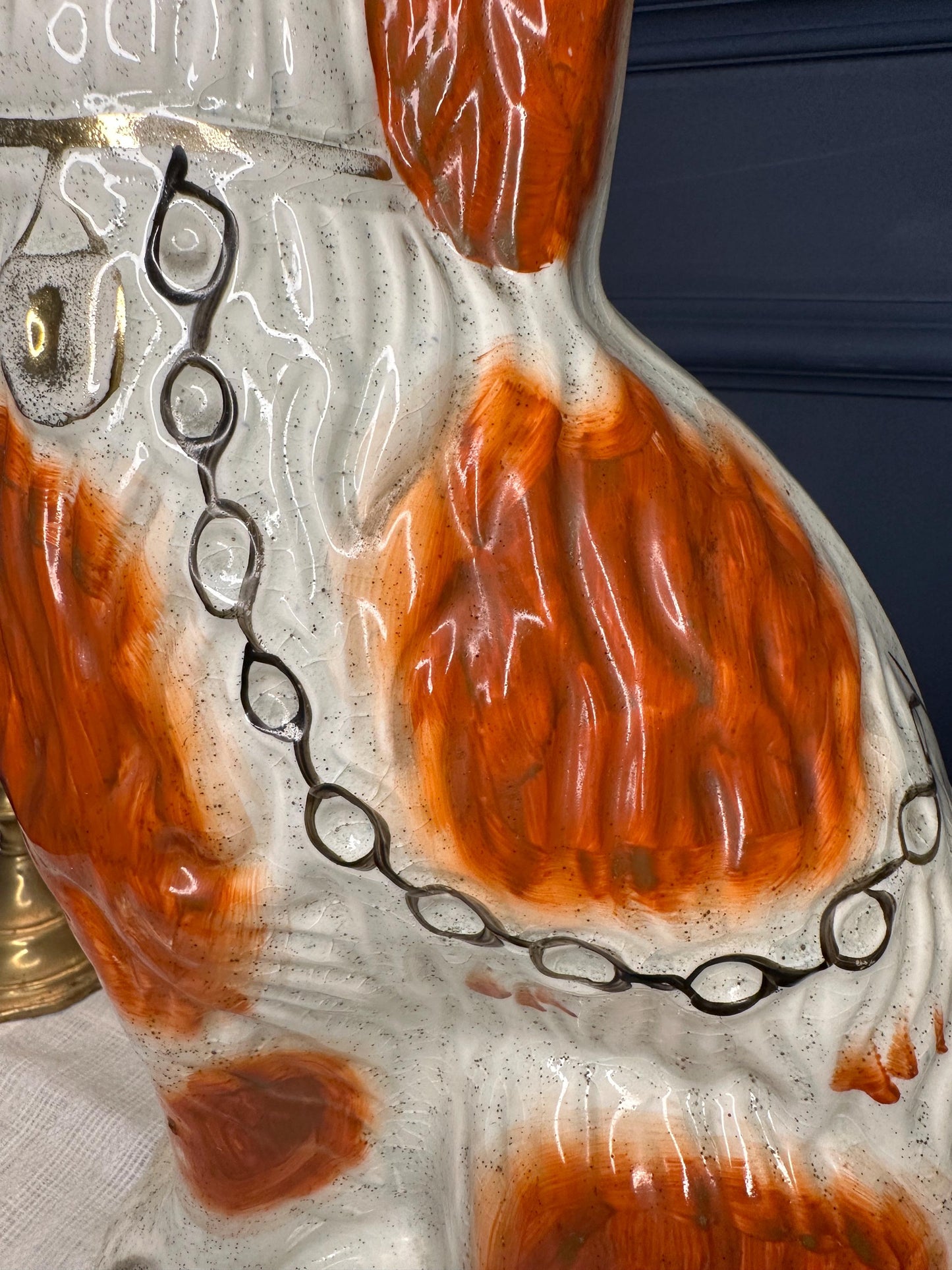 Antique Staffordshire Style Spaniel Dog Figurine – Single Victorian Revival Mantel Dog